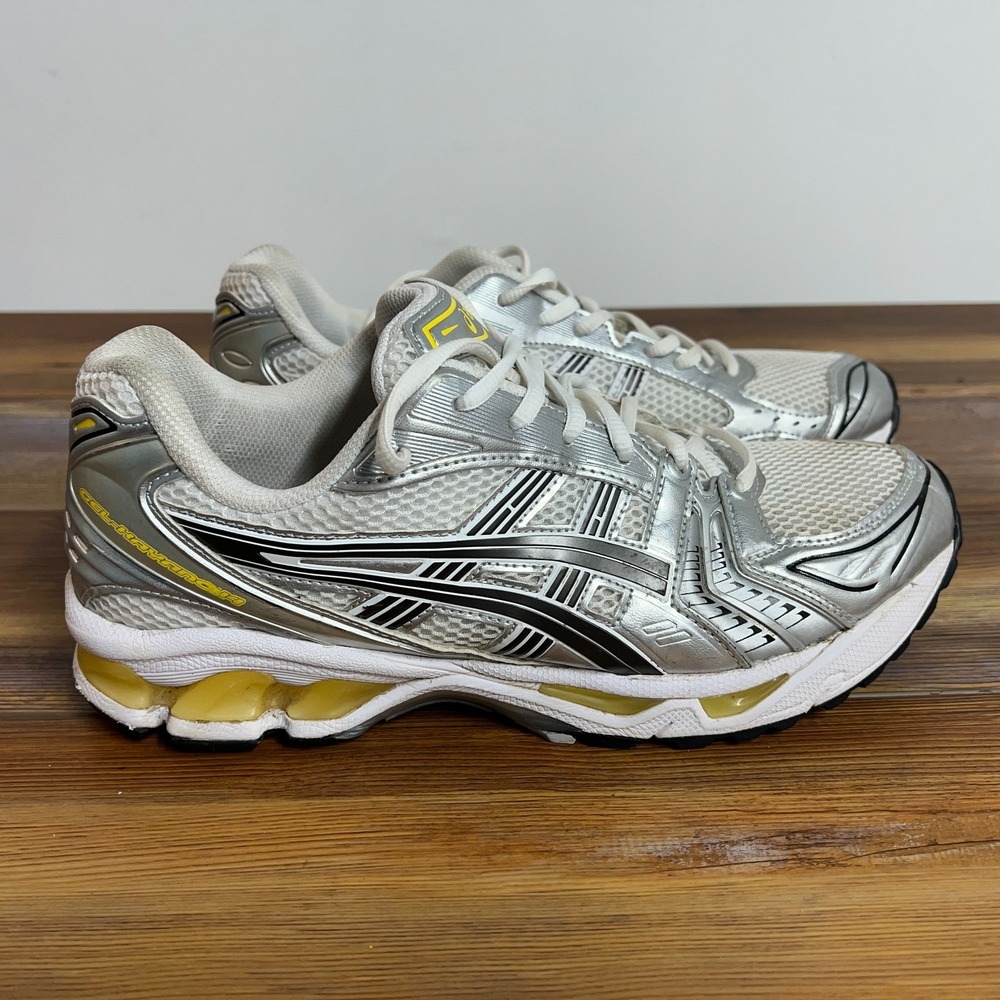 ASICS Gel-Kayano 14 Mens Size 10 White Silver Yellow 1203A537 Running Sneakers
